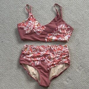 Albion Floral Bikini Set in Pink and Cream